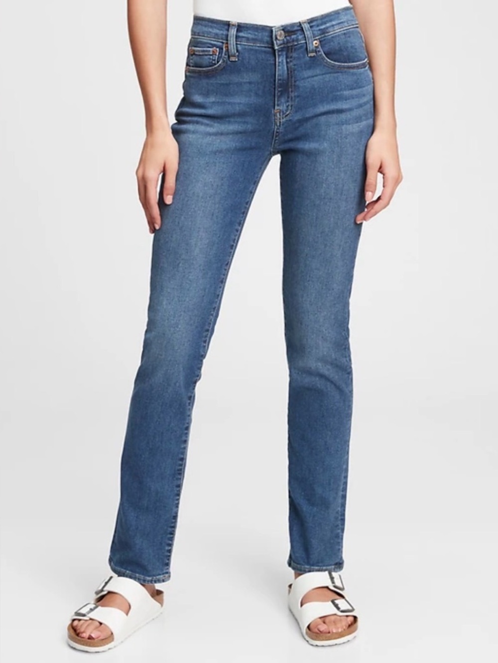 Gap Women’s Classic Straight Jeans 12/31L Medium Wash High Rise Stretch Denim
